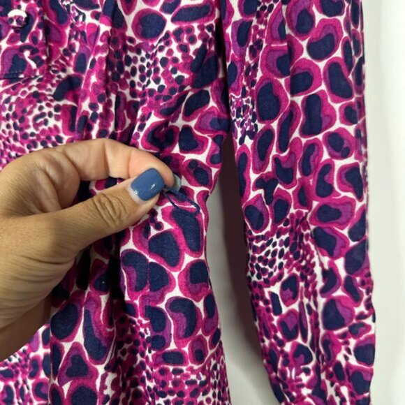 Lilly Pulitzer Davie Hollyhock Gigi Giraffe Shirt Dress 10 Purple #A0428 TRB3 - Picture 3 of 8